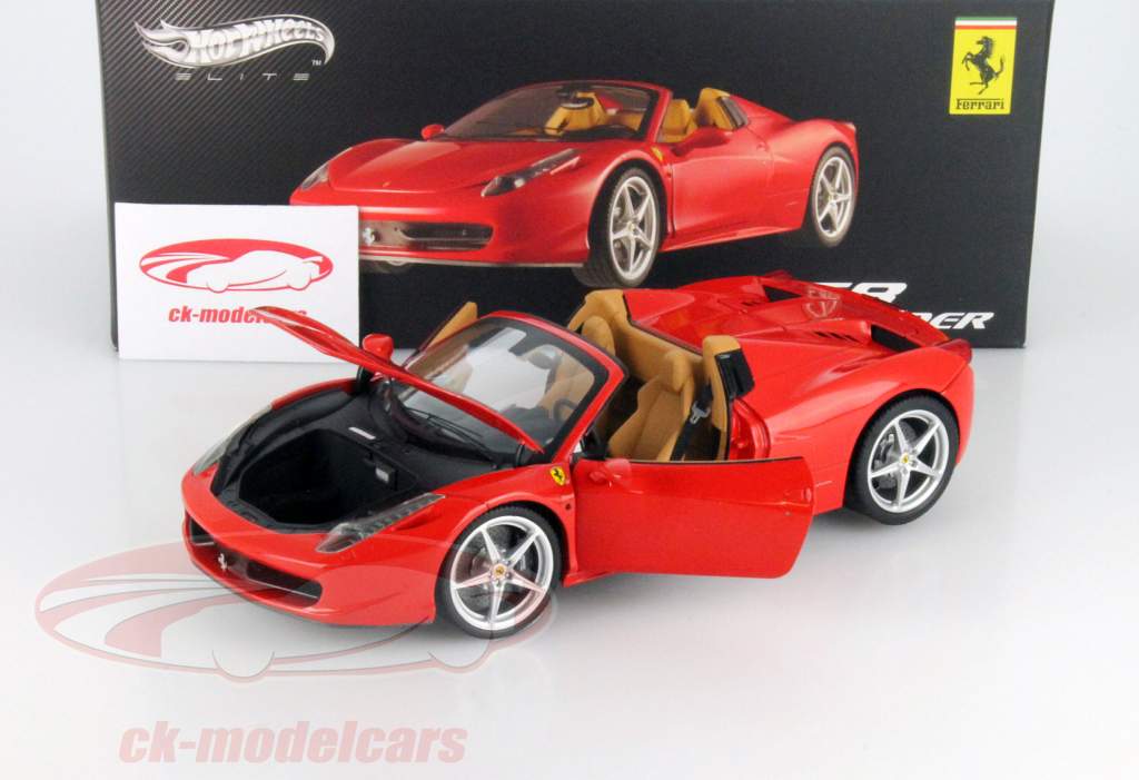 HotWheels Elite 1:18 Ferrari 458 Spider Year 2012 red BCJ89