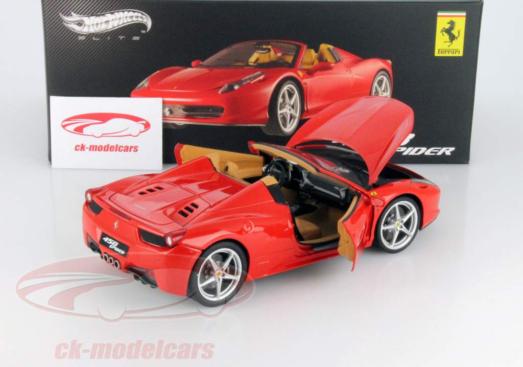 Ferrari 458 Spider Année 2012 rouge 1:18 HotWheels Elite