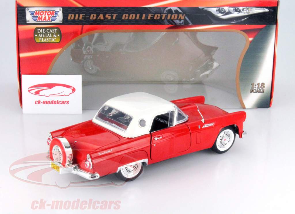 Ford Thunderbird Hardtop Jaar 1956 rood / wit 1:18 MotorMax