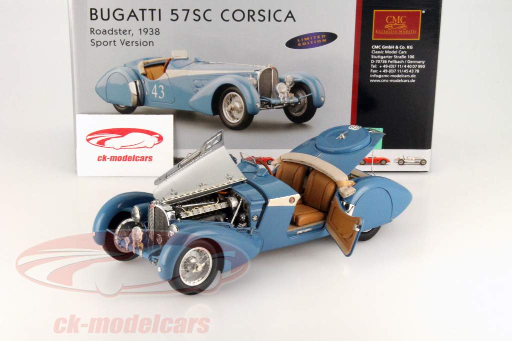CMC 1:18 1938青い午前分、に建てブガッティ57 SCコルシカ