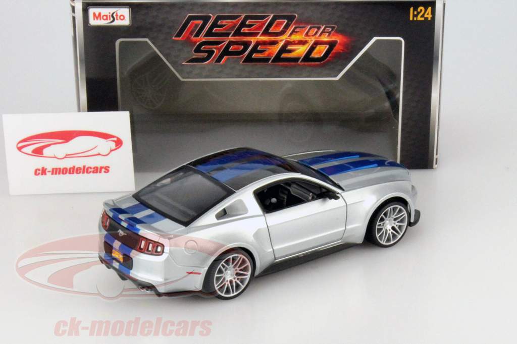 福特野马2014年银色与蓝色条纹1:24麦斯托