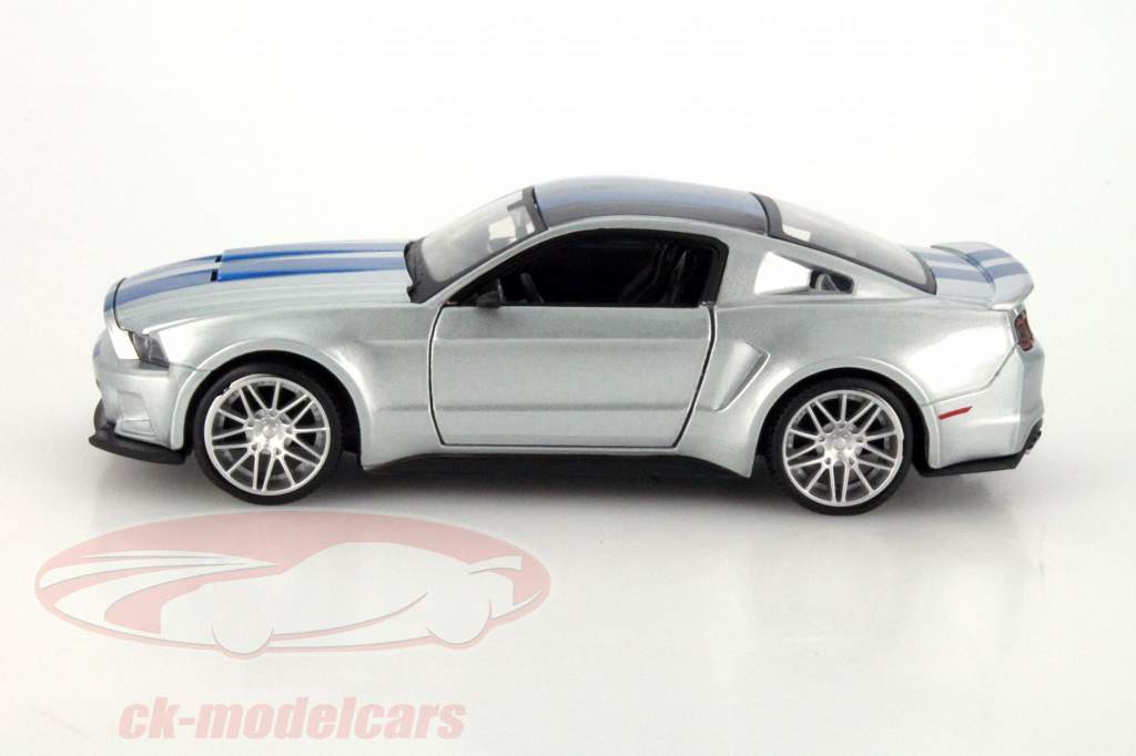 福特野马2014年银色与蓝色条纹1:24麦斯托