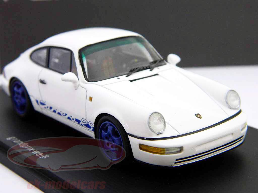 ポルシェ 911 (964) カレラ RS 白 - ブルー 1:43 Spark