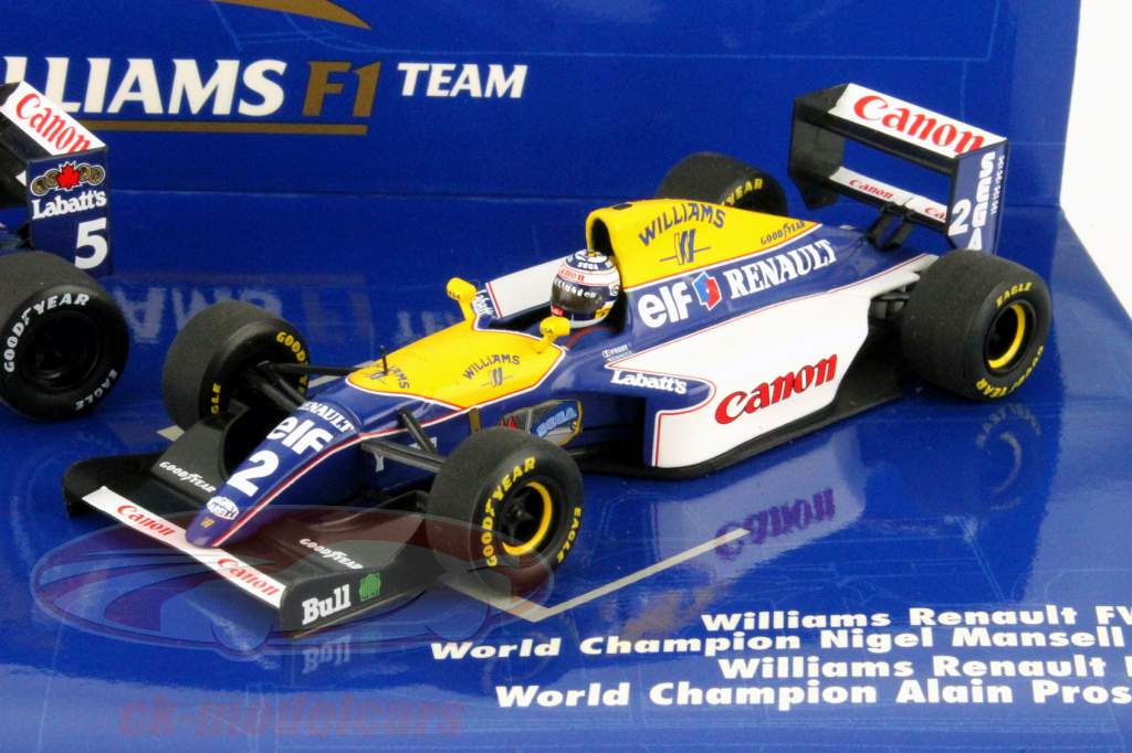 Mansell, Prost Williams Formula 1 Verdensmester 1992/1993 2-Car Sæt 1:43 Minichamps