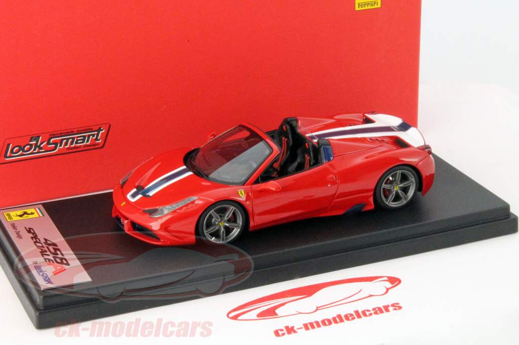 Ferrari 458 Speciale A rosso con bianco / blu Striscia 1:43 LookSmart