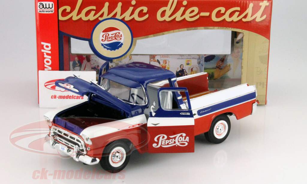 AutoWorld 1:18 Chevrolet Cameo year 1957 Pepsi blue / white
