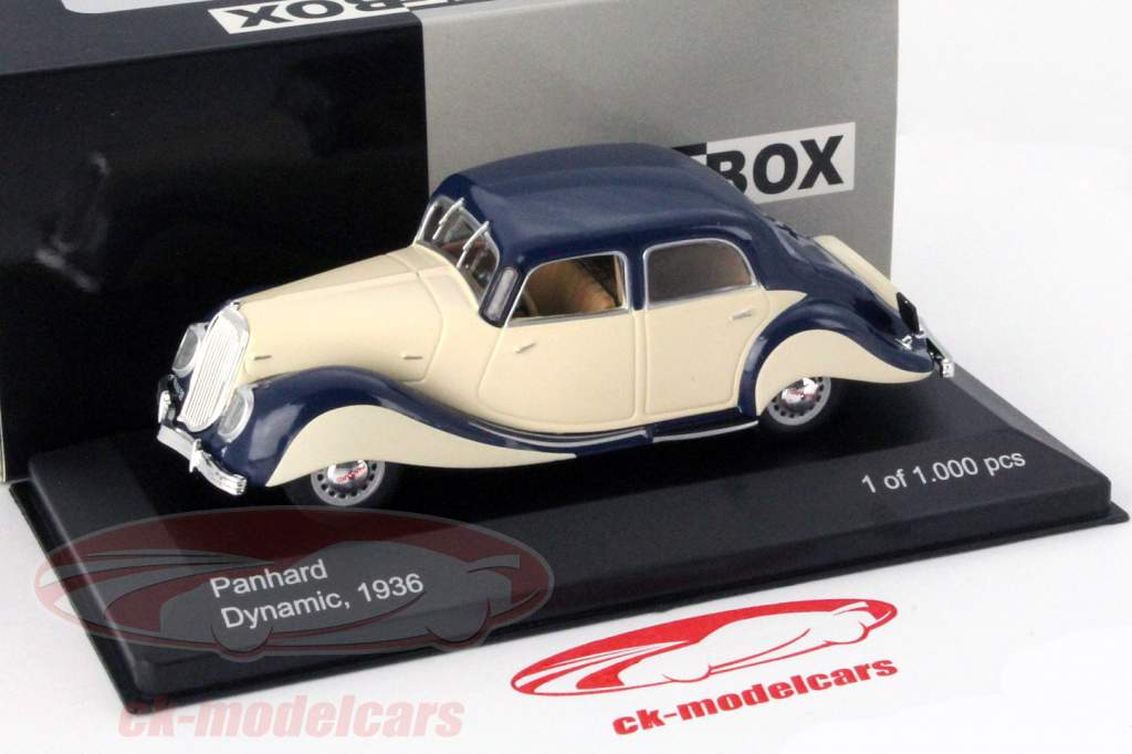 Panhard Dynamic Bouwjaar 1936 donkerblauw / beige 1:43 WhiteBox