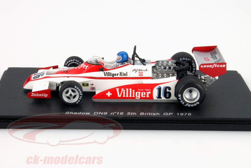 Hans Stuck Shadow DN9 #16 Quinto Británico GP Fórmula 1 1978 1:43 Spark