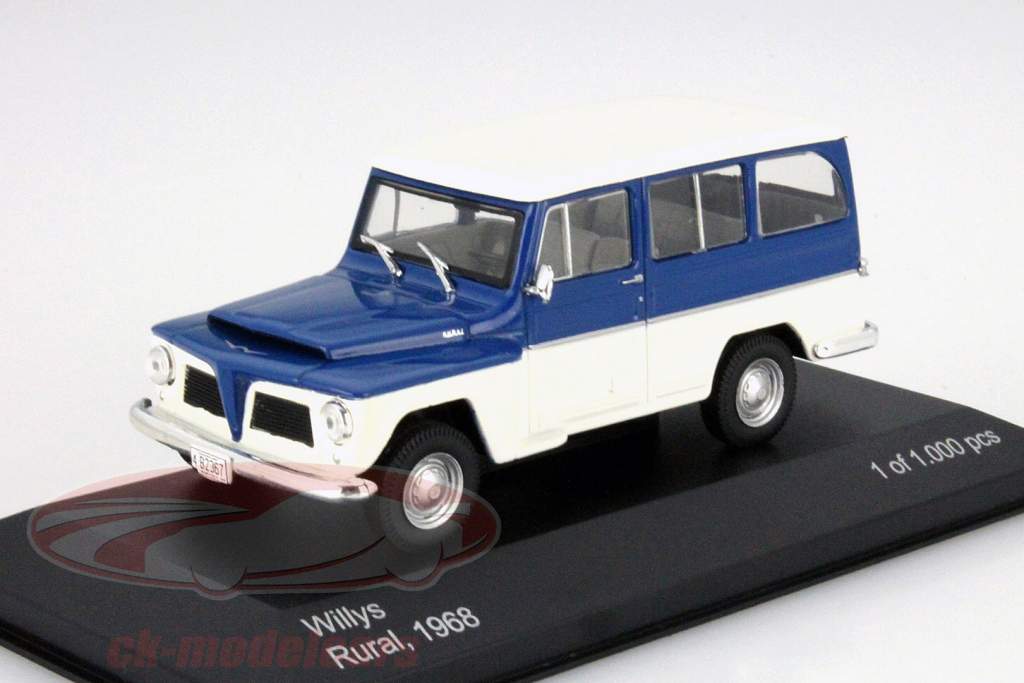 Willys Rural Год строительства 1968 синий / белый 1:43 WhiteBox