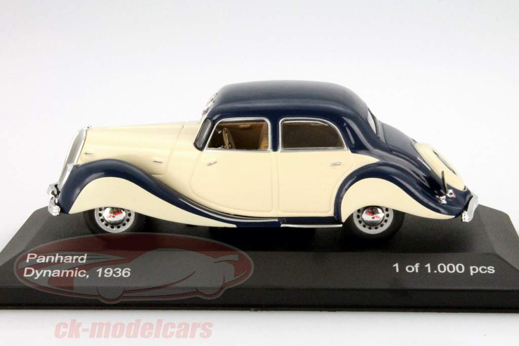 Panhard Dynamic Bouwjaar 1936 donkerblauw / beige 1:43 WhiteBox
