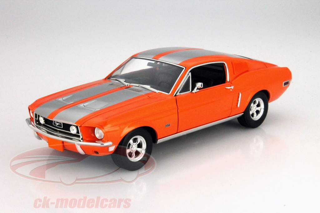 Ford Mustang GT Fastback 年 1968 橙 / 银 1:18 Greenlight