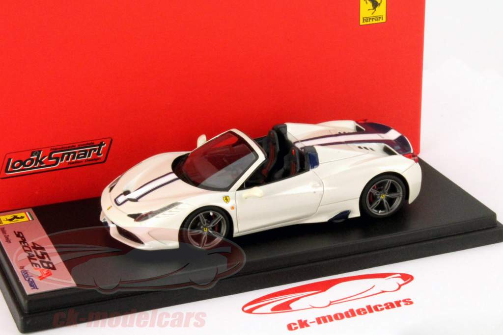 Ferrari 458 Speciale A blanc avec blanc / bleu Bande 1:43 LookSmart
