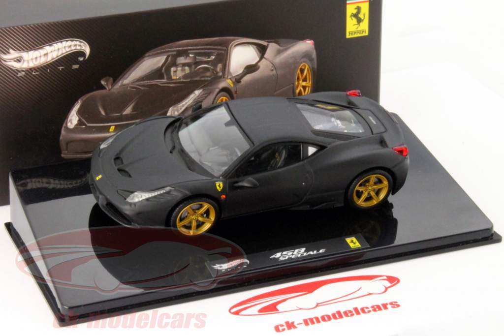 Ferrari 458 Speciale År 2013 mat sort 1:43 HotWheels Elite