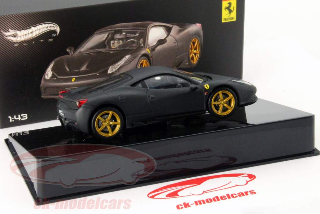 Ferrari 458 Speciale År 2013 mat sort 1:43 HotWheels Elite