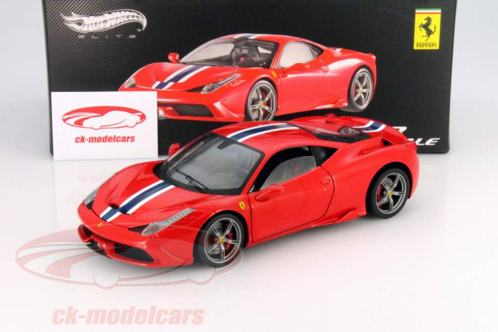 Ferrari 458 Speciale Byggeår 2013 rød 1:18 HotWheels Elite