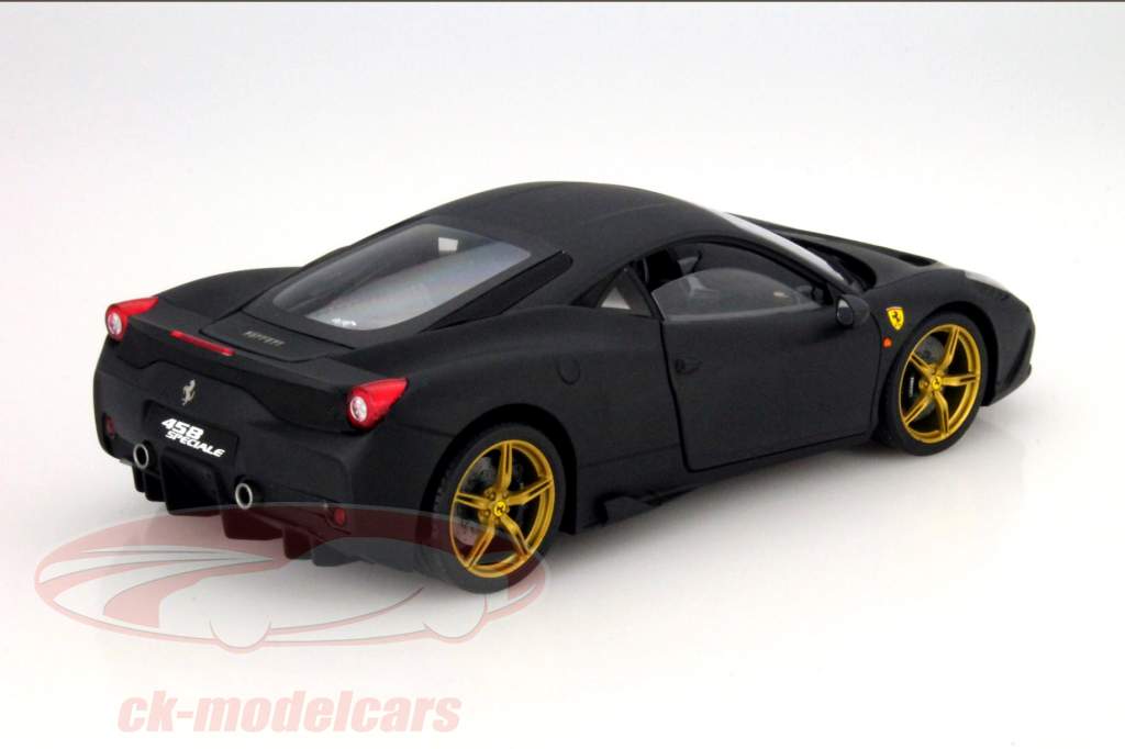 Ferrari 458 Speciale Byggeår 2013 matt sort 1:18 HotWheels Elite