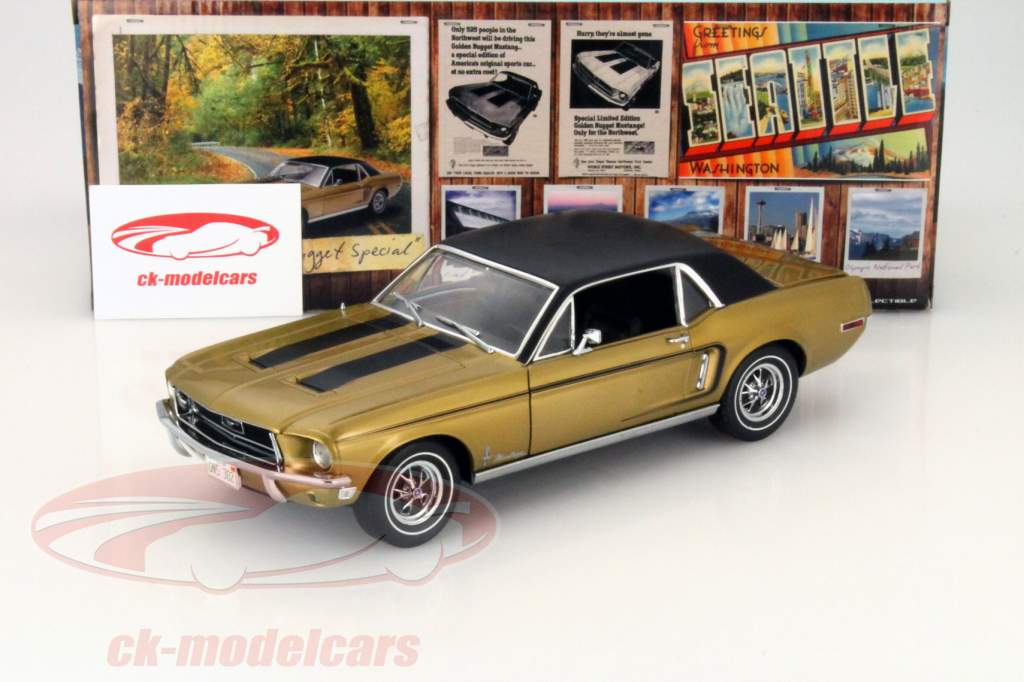 福特野马跑车Ford Mustang Coupe 1968年  金 / 黑色 1:18 Greenlight