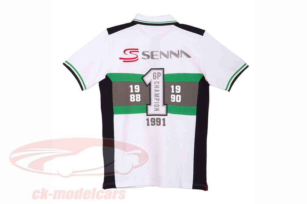 Ayrton Senna Polo Interlagos blanc / gris / vert Taille S