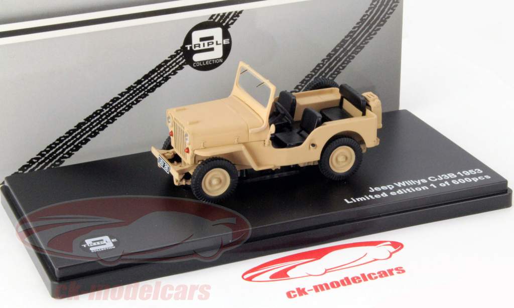 Jeep Willys CJ3B год 1953 песок бежевый 1:43 Triple9