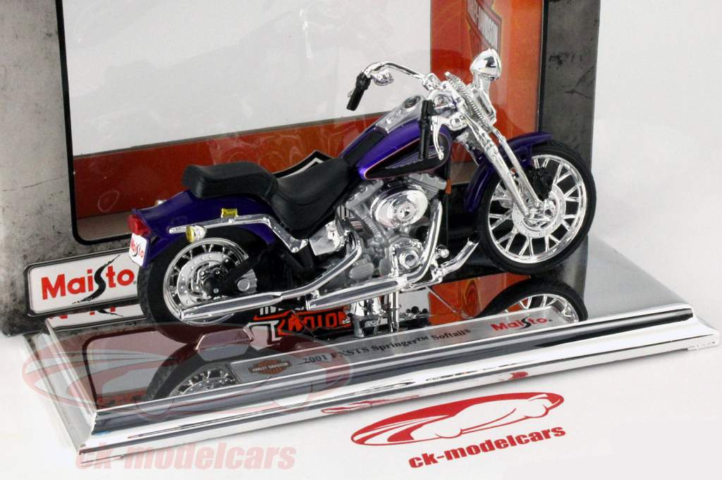 Harley Davidson FXSTS Springer Softail År 2001 lilla 1:18 Maisto