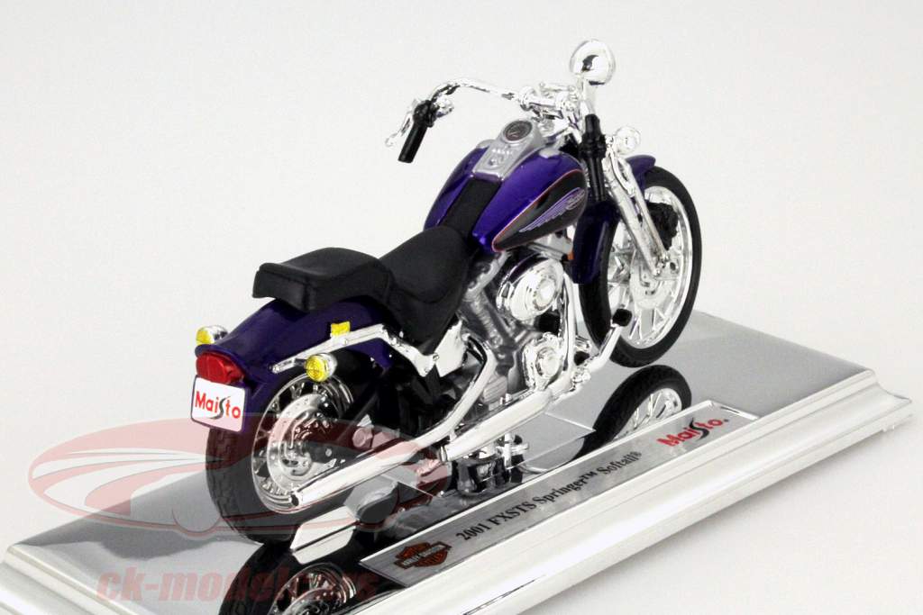 哈雷戴维森FXSTS Springer Softail 2001年 紫色 1:18 美驰图 Maisto