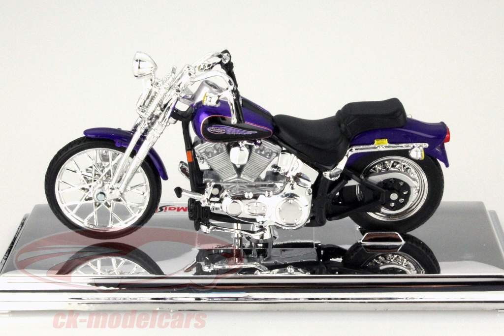 Harley Davidson FXSTS Springer Softail År 2001 lilla 1:18 Maisto