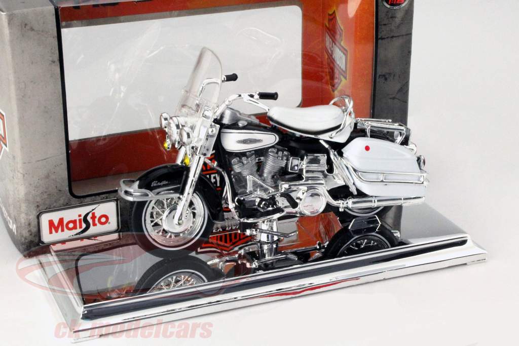 哈雷戴维森 FLH 伊莱克特拉 滑翔 摩托车1966年 白色 1:18 美驰图 Maisto