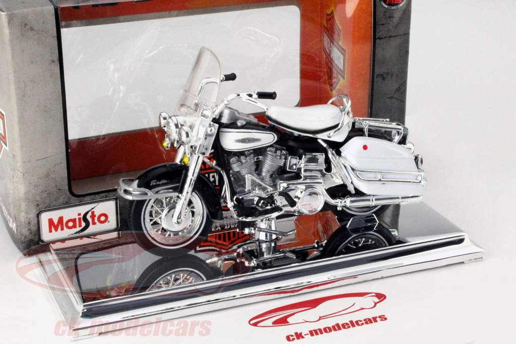 Harley Davidson FLH Electra Glide Ano 1966 branco 1:18 Maisto