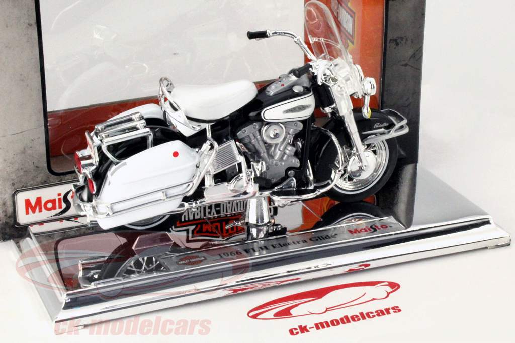 哈雷戴维森 FLH 伊莱克特拉 滑翔 摩托车1966年 白色 1:18 美驰图 Maisto