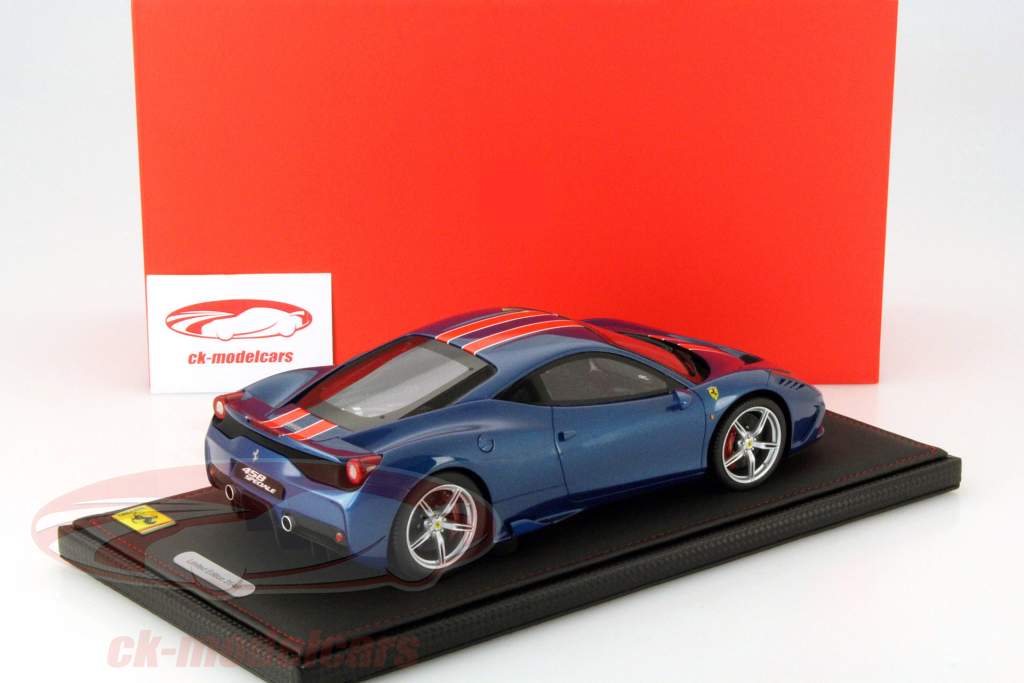 Ferrari 458 Speciale Année 2014 Californie bleu avec oranges Bande 1:18 BBR