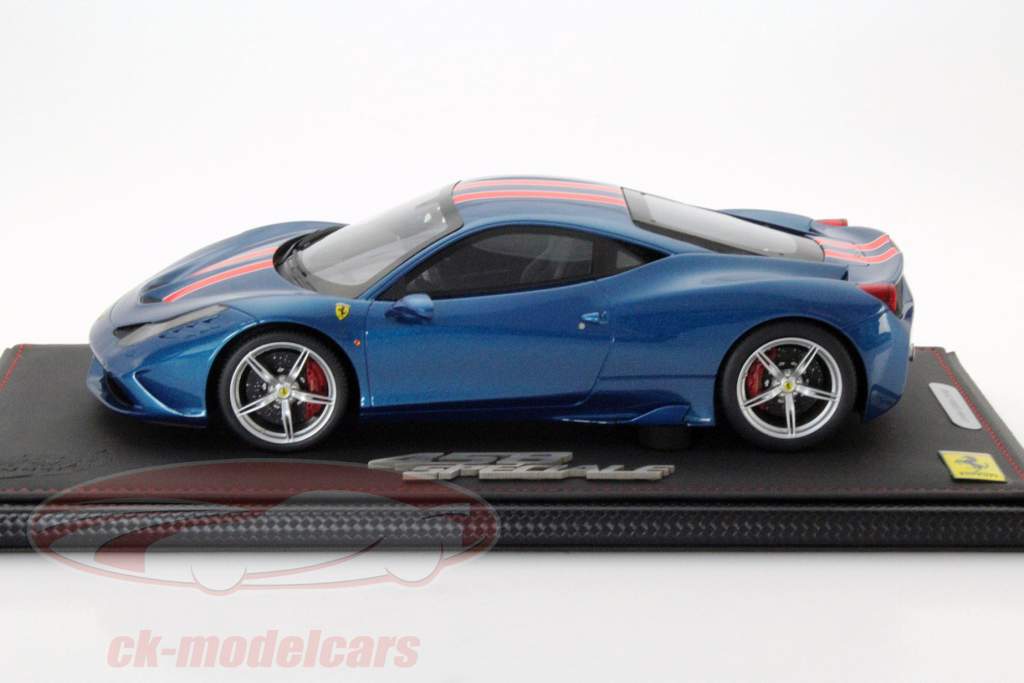 Ferrari 458 Speciale Année 2014 Californie bleu avec oranges Bande 1:18 BBR