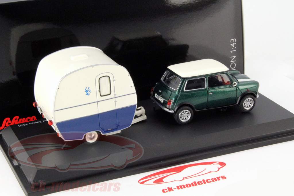 Mini Cooper с Караван темно-зеленый / белый / синий 1:43 Schuco