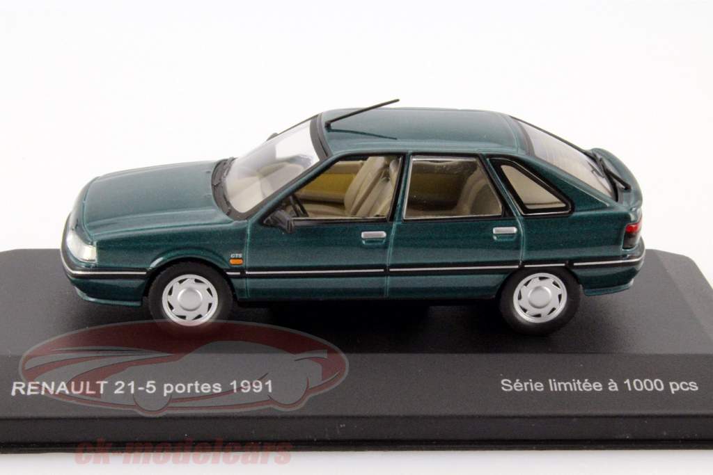 Renault 21 5-deurs jaar 1991 groen metalen 1:43 Odeon