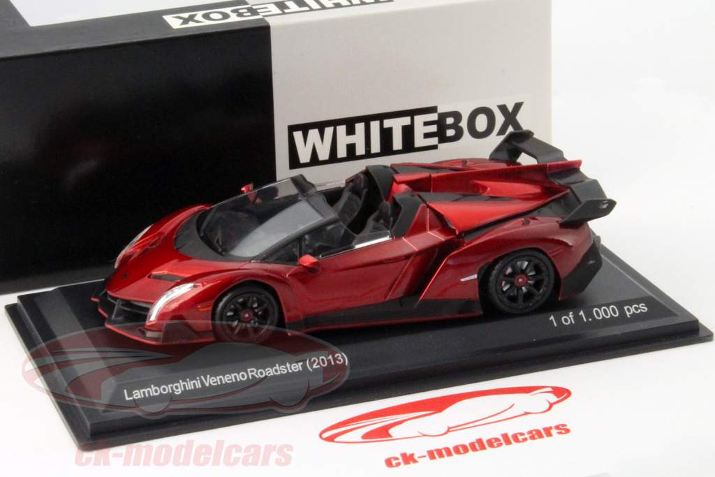 Lamborghini Veneno Roadster Jaar 2013 donker rood metalen 1:43 WhiteBox