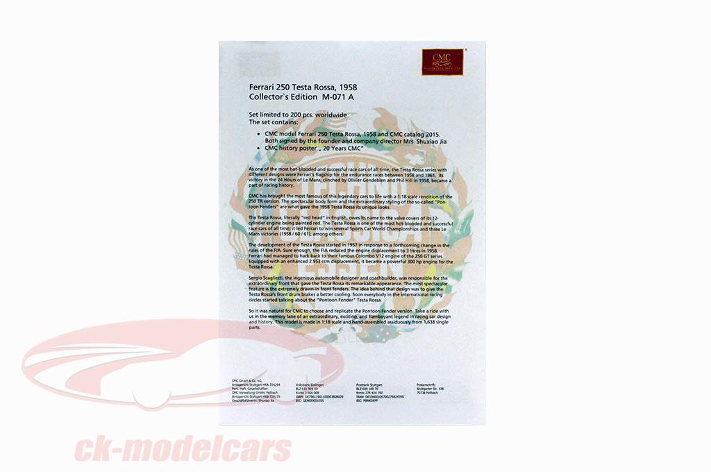 Ferrari 250 Testa Rossa Techno Classica 2015 rojo 1:18 CMC