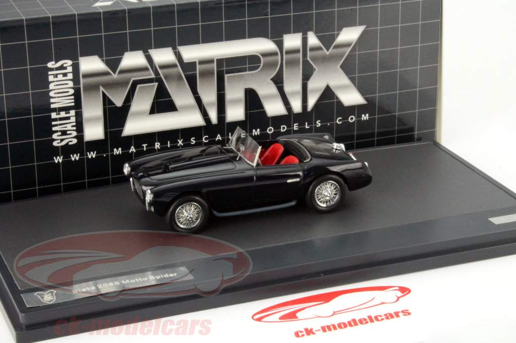 Siata 208S Motto Spider Jaar 1953 donkerblauw 1:43 Matrix
