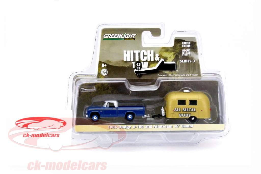 Dodge D-100 с транспортирующей среды Bambi цеплять и тащить серии 1:64 Greenlight