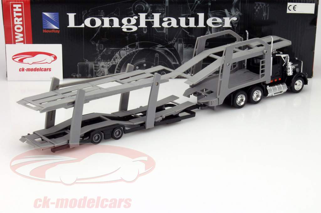 ケンワースW900オートトランスポーターグレー/ブラック1時43分NewRay
