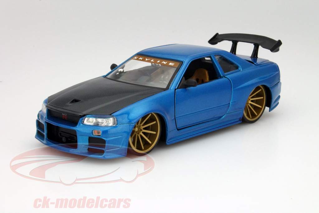Jadatoys 1:24 日産スカイラインGT-R BNR34カスタムバージョン青