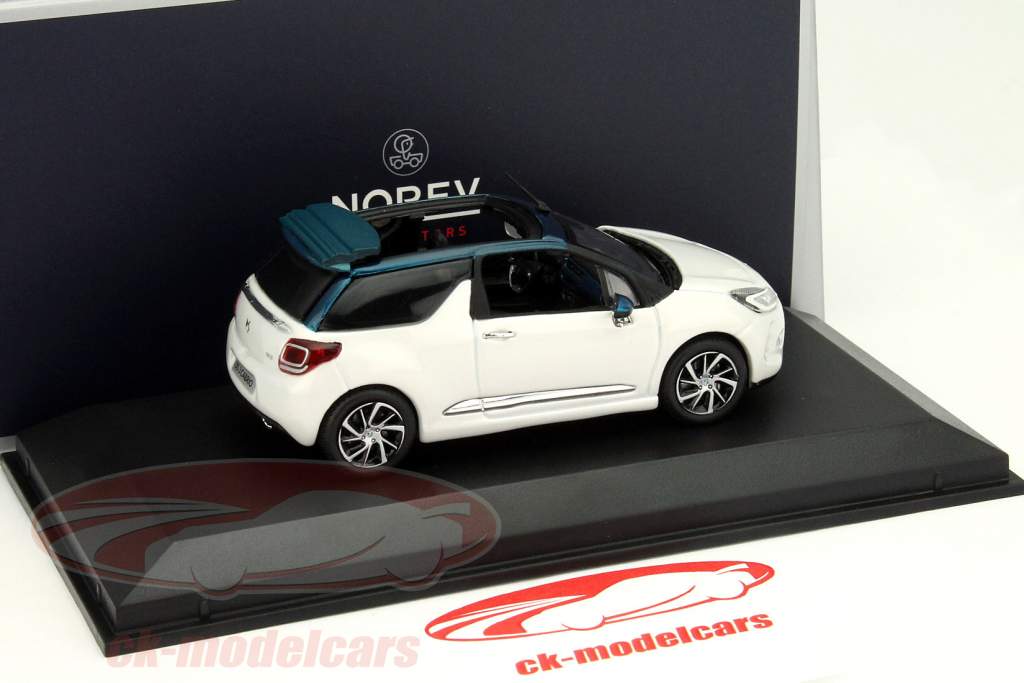 Citroen DS3 Cabrio Baujahr 2015 perlweiß / smaragd grün 1:43 Norev