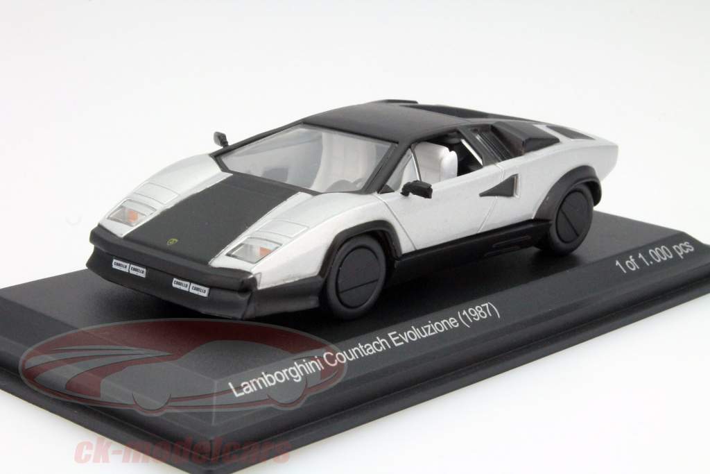 Lamborghini Countach Evoluzione År 1987 sølv / sort 1:43 WhiteBox