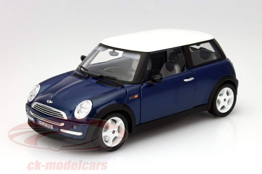 Mini Cooper year 2000 blue / white 1:18 Bburago