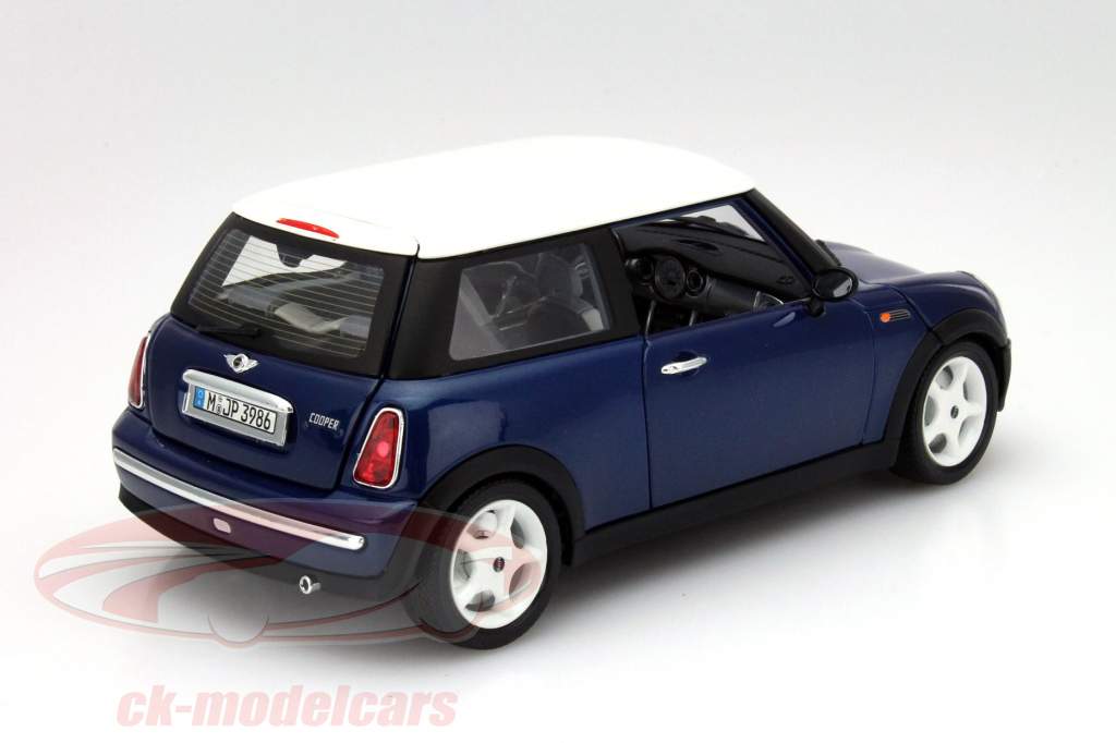 Mini Cooper year 2000 blue / white 1:18 Bburago