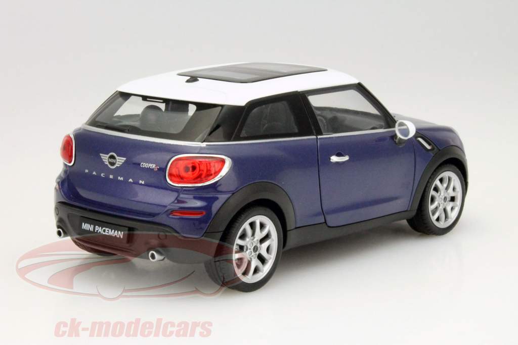 Mini Cooper S Paceman Год 2014 синий / белый 1:24 Welly