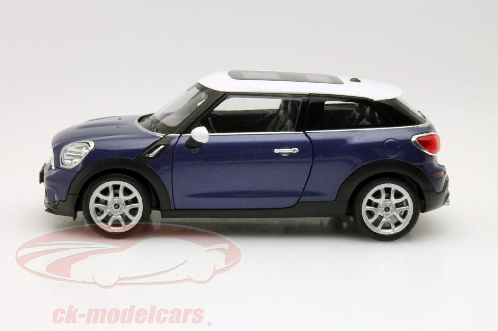 Mini Cooper S Paceman Año 2014 azul / blanco 1:24 Welly