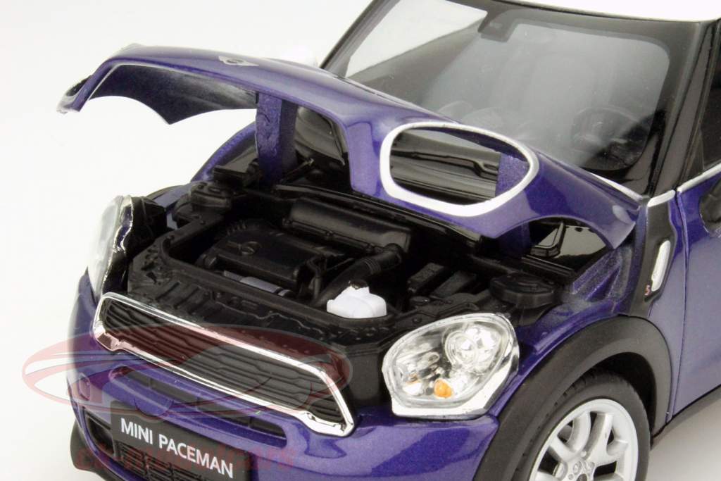 Mini Cooper S Paceman Ano 2014 azul / branco 1:24 Welly