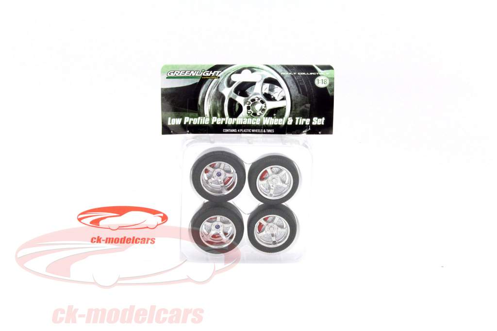 Low Profile Perfomance Wheel and Tire Set 1:18 Greenlight