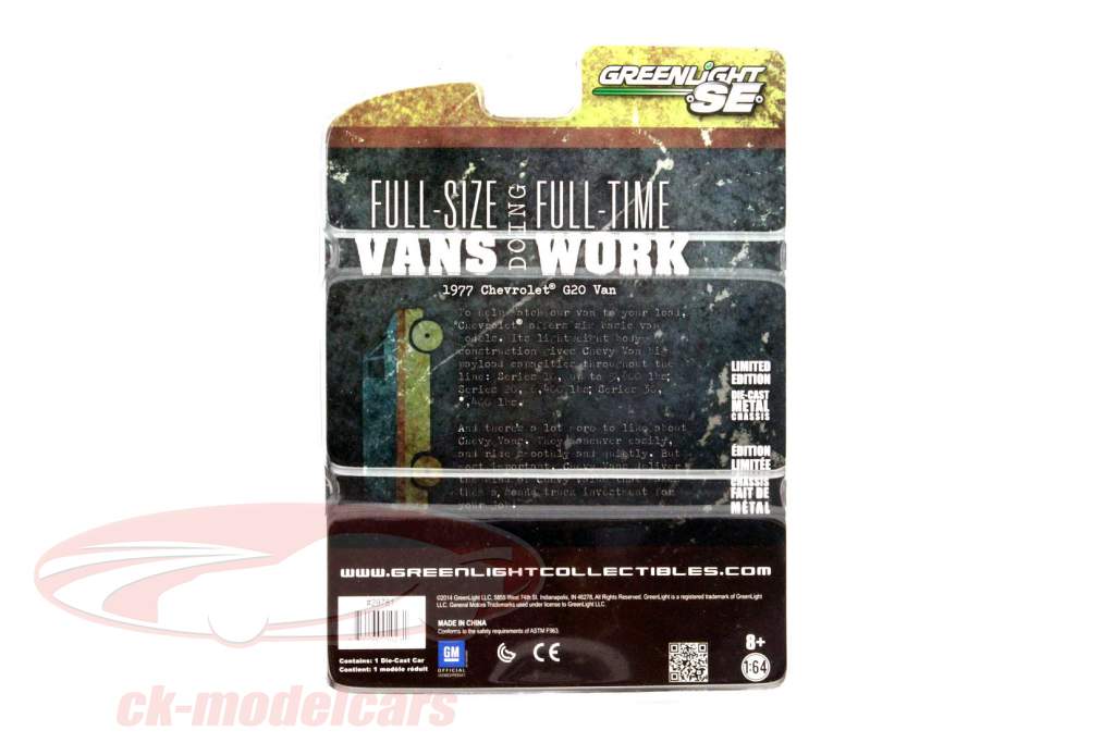 Dodge B100 Animal Control Van Jaar 1976 wit 1:64 Greenlight