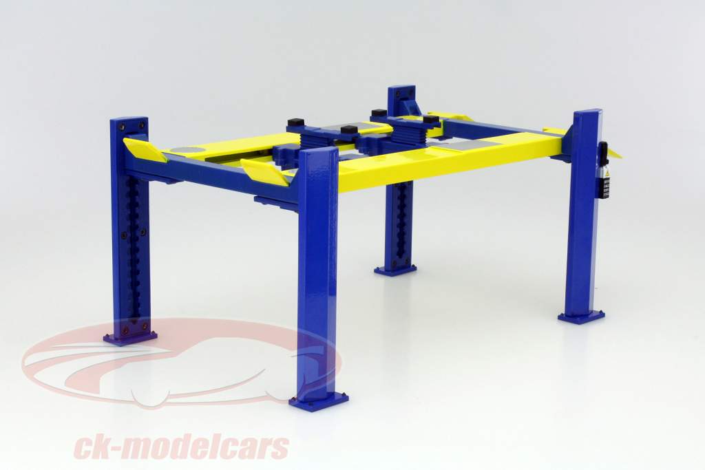 四柱液压汽车举升机 黄/蓝色 用于模型比例 1:18 绿光 Greenlight