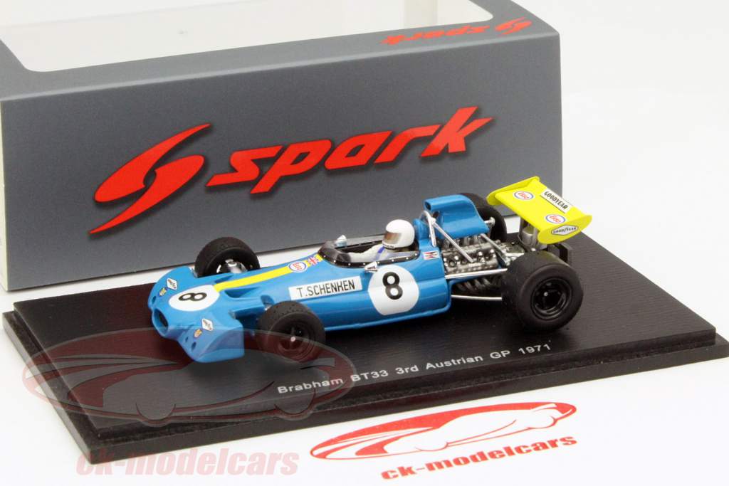 Tim Schenken Brabham BT33 #8 3 ° Austriaco GP Formula 1 1971 1:43 Spark